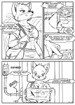 anthro black_and_white breasts canid canine clothing comic english_text female fox ketsueki_(character) mammal monochrome s-nina solo text