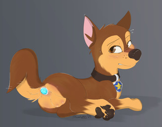 anal anal_masturbation anal_penetration anus balls blush brown_body brown_eyes brown_fur butt buttplug clenched_teeth collar embarrassed feral fur gem genitals hair jewel_buttplug looking_at_viewer male male_penetrated masturbation object_in_ass pawpads paws penetration plug_(sex_toy) raised_tail sex_toy sex_toy_in_ass sex_toy_insertion simple_background solo tail teeth toony worried young aurapuparts nickelodeon paw_patrol chase_(paw_patrol) canid canine canis domestic_dog german_shepherd herding_dog mammal pastoral_dog digital_media_(artwork) hi_res