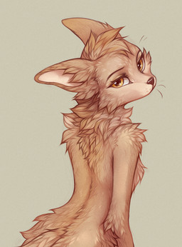 anthro biped brown_body brown_fur brown_hair brown_tail female fur hair looking_at_viewer nude nude_anthro nude_female rear_view solo tail yshanii canid canine fox mammal 2026 digital_drawing_(artwork) digital_media_(artwork) hi_res