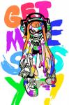 electronics eye_markings female grin hair headphones ink markings one_eye_closed orange_hair pseudo_hair simple_background smile solo tentacle_hair tentacles text toy toy_gun water_gun young young_female young_humanoid alex_ahad nintendo splatoon animal_humanoid cephalopod cephalopod_humanoid humanoid inkling marine marine_humanoid mollusk mollusk_humanoid english_text hi_res