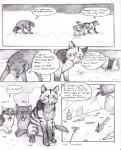 ambiguous_gender canid canine canis comic coop_(wrng) dialogue digitigrade english_text feral fur graphite_(artwork) greyscale group mammal monochrome natsume_(wrng) natsumewolf pencil_(artwork) quadruped rikku tail text traditional_media_(artwork) wolf wolf's_rain wolf's_rain_next_generation