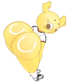 anthro antlers athletic_wear bent_over big_butt blush blush_stickers bottomless bubble_butt butt clothed clothing female footwear gym_shirt gym_topwear horn huge_butt looking_back shirt shoes socks solo topwear yellow_body savagensfw cartoon_network the_amazing_world_of_gumball penny_fitzgerald fairy humanoid mammal hi_res