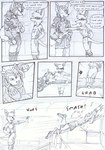 anthro arm_grab asking asking_another black_and_white boots border bottomwear canid canine clothing comic confident contact_onomatopoeia crash crashing dialogue different_sound_effects dodging dot_eyes duncan_(kitfox_crimson) duo english_text eye_patch eyewear fight footwear fur general_sonov gripping_sound_effect hair hand_in_pocket hand_on_arm hand_on_chest hand_on_hip hand_on_own_chest hand_on_own_hip impact_onomatopoeia kangaroo kitfox-crimson laugh macropod male mammal marsupial military_uniform monochrome motion_lines motion_onomatopoeia onomatopoeia open_mouth outside_border pants pockets punch question questioning_tone runway shirt shoes shorts sketch smash_(disambiguation) smile sound_effects speech_bubble speed_lines stolen_generation surprised_expression tag_question talking_to_another text throwing throwing_sound_effect topwear uniform vocalization yes-no_question