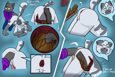 ambiguous_fluids anal anal_fisting anal_penetration anthro anus balls blush bodily_fluids butt clothed clothing duo elbow_deep feces fisting fur gaping gaping_anus genitals guts internal intestines large_intestines lost_my_keys male male/male male_penetrated male_penetrating male_penetrating_male nude organs penetration pooping scatplay sex spread_legs spreading tail duskerburger dusk_(duskerburger) shadix_(duskerburger) animal_humanoid cat_humanoid domestic_cat felid felid_humanoid feline feline_humanoid felis humanoid mammal mammal_humanoid digital_media_(artwork)