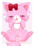 accessory anthro anus bodily_fluids chest_tuft chibi cum cum_in_mouth cum_in_pussy cum_inside cum_on_belly cum_on_body cum_on_chest cum_on_chest_fluff cum_on_leg cum_on_tail female fluffy fluffy_tail fur genital_fluids genitals hair_accessory hairclip heart_symbol looking_at_viewer looking_pleasured messy pink_body pink_eyes pink_fur pussy semi-anthro solo spread_legs spreading tail thick_thighs tuft azuo jewelpet sanrio sega sega_fave garnet_(jewelpet) domestic_cat felid feline felis mammal persian_cat hi_res