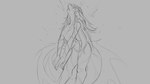 16:9 2019 anthro aquatic_dragon breasts changeling_tale digital_drawing_(artwork) digital_media_(artwork) dragon eyes_closed female fin grace_(changeling_tale) grey_background hair long_hair long_tail marine monochrome mythological_creature mythological_scalie mythology navel nipples non-mammal_breasts nude open_mouth scalie simple_background sketch solo tail watsup widescreen