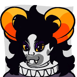 ambiguous_gender black_hair bodily_fluids clown clown_costume clown_makeup eyeshadow grey_body hair makeup purple_eyelids solo unusual_bodily_fluids yellow_sclera pixiecatsupreme homestuck ms_paint_adventures alien humanoid troll_(homestuck) 1:1 low_res nonbinary_(lore)