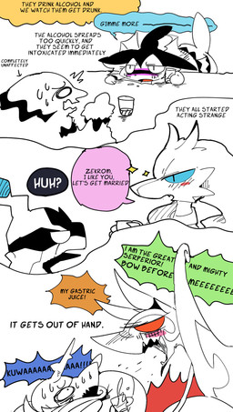 ambiguous_gender blush dialogue drunk feral group substance_intoxication text winte nintendo pokemon eeveelution generation_1_pokemon generation_5_pokemon goo_creature legendary_pokemon mammal muk pokemon_(species) reptile reshiram samurott scalie serperior snake vaporeon zekrom absurd_res comic english_text hi_res