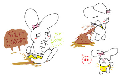 accessory anthro bow_ribbon butt candy candy_feces chocolate clothed clothing cotton_tail covering covering_face cross-popping_vein crouching dessert diaper enjoying_the_go eyes_closed feces feces_on_ground feces_pile female female_pooping flat_chested food food_feces hair_accessory hair_bow hair_ribbon holding_belly long_ears narrowed_eyes open_mouth pink_hair_bow pooping pooping_on_floor ribbons rumbling_stomach scatplay simple_background sitting solo sound_effects speech_bubble spotted_diaper standing tail text unusual_feces wearing_diaper white_background yellow_diaper theonetruesinner fakemon peeps pampeep_(theonetruesinner) lagomorph leporid mammal rabbit pictographics
