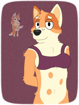 anthro arm_tuft black_nose bottomless bottomless_anthro bra chest_tuft clothed clothing ear_tuft elbow_tuft female freckles fur greying_hair hair hands_behind_back head_tuft looking_at_viewer markings multicolored_body multicolored_ears multicolored_fur multicolored_hair neck_tuft orange_body orange_fur pose pupils purple_clothing shoulder_tuft simple_background slim slim_anthro smile smiling_at_viewer solo sports_bra spots spotted_markings standing tuft underwear white_body white_fur white_sclera jezz_panda bluey_(series) chilli's_mum_(bluey) australian_cattle_dog canid canine canis cattledog domestic_dog herding_dog mammal pastoral_dog 3:4 absurd_res hi_res reference_image