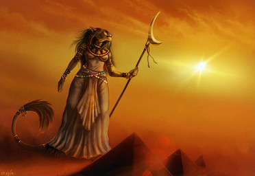 anthro biped clothing desert dress egyptian egyptian_clothing female female_anthro hair jewelry kalasiris macro macro_anthro macro_female necklace outside pyramid sand solo sun usekh maquenda felid mammal 2014 colored
