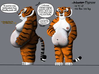 anthro belly big_belly big_breasts big_butt breasts breath butt chubby_cheeks double_chin fat_rolls female huge_belly huge_breasts huge_thighs navel obese obese_female out_of_breath overweight overweight_female panting progression solo thick_arms thick_thighs weight_gain wide_hips ace-risk dreamworks kung_fu_panda master_tigress felid feline mammal 4:3 hi_res