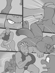 2019 3:4 abs angry biceps big_breasts big_penis breasts clothed clothing comic digital_media_(artwork) female freckles_(artist) generation_1_pokemon genitals greyscale group hi_res huge_breasts huge_penis humanoid machoke male monochrome muscular muscular_female muscular_humanoid muscular_male nintendo nipples not_furry nude pecs penis pokemon pokemon_(species) punch x_eyes