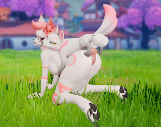 ahegao all_fours animal_genitalia animal_penis anthro anthro_on_feral anthro_penetrated balls bestiality big_balls big_penis black_nose black_pawpads breasts butt canine_genitalia canine_penis claws duo erection female female_penetrated feral feral_penetrating feral_penetrating_anthro from_behind_position fur genitals golden_markings hair huge_balls huge_penis intraspecies intraspecies_bestiality knot knotted_penis larger_sub looking_at_another looking_at_partner looking_pleasured male male/female male_penetrating male_penetrating_female markings mounting nipples nude open_mouth pawpads paws penetration penile penile_penetration penis pink_hair pink_markings pink_stripes sex sheath size_difference smaller_male stripes submissive tail tongue tongue_out vaginal vaginal_penetration white_body white_fur dellflops epic_games fortnite mythology kimiko_five-tails kitsune_(fortnite) canid canine fox mammal mythological_creature