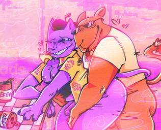 4_fingers alcohol anal anal_penetration anthro anthro_on_anthro arm_tuft athletic beatnik beer bent_over bent_over_table beret beverage beverage_can black_beret black_nose blush blush_lines bottomless bottomless_anthro bottomless_male brown_body brown_fur butt chest_tuft chin_tuft cigar cigar_in_mouth cigar_smoke cigarette cigarette_in_mouth cigarette_smoke clenched_teeth clothed clothing curling_tail duo elbow_tuft erection expressive_mask eyewear facial_hair facial_tuft fangs fingers fur furniture genitals glistening glistening_body glistening_butt glistening_foreskin glistening_fur glistening_genitalia glistening_nipples glistening_penis goatee half-erect hat headgear headwear heart_symbol humanoid_genitalia humanoid_penis humping leaning_on_table looking_pleasured love male male/male male_penetrated male_penetrating male_penetrating_male mascot motion_lines nipples object_in_mouth open_clothing open_mouth open_shirt open_topwear pecs penetration penis purple_body purple_fur purple_nipples raised_tail sex sharp_teeth shirt smoke smoking smoking_cigarette standing sunglasses table tail tail_tuft tail_wrapped_around tail_wrapped_around_body teeth thrust_lines thrusting toothy_grin topwear tuft white_clothing white_shirt white_topwear yellow_clothing yellow_shirt yellow_topwear salamikii camel_(brand) the_rippingtons jazz_cat joe_camel camel camelid domestic_cat felid feline felis mammal 2023 colored crossover digital_drawing_(artwork) digital_media_(artwork) hi_res shaded
