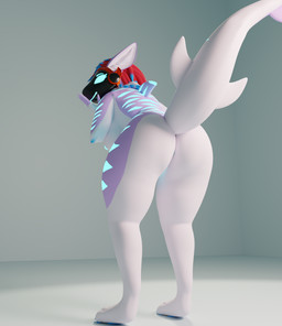 anthro butt female machine presenting presenting_hindquarters solo lucke_ptr aquatic fish protogen shark 3d_(artwork) blender_(artwork) digital_media_(artwork) hi_res