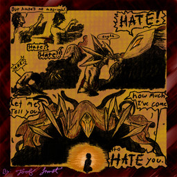 artificial_intelligence blood blood_in_mouth blood_on_face bodily_fluids cloak clothing dialogue duo glowing glowing_eyes male male/male mechanical_tentacles metal_claws not_furry stab_wound stabbing_another talking_to_another toof_snoot i_have_no_mouth_and_i_must_scream am_(ihnmaims) human mammal 1:1 hi_res