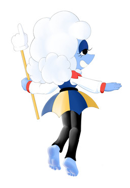 4_toes anthro barefoot black_clothing blue_body bottomwear clothing cloud_hair curling_toes dress feet female hair humanoid_feet not_furry plantigrade skirt slim_anthro soles solo spread_legs spreading toes white_hair kronodume deltarune undertale undertale_(series) elnina_(deltarune) darkner elemental_creature elemental_humanoid humanoid hi_res