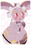 blush female heart_symbol pink_eyes red_sclera semi-anthro simple_background solo white_background angelily nintendo pokemon generation_7_pokemon legendary_pokemon magearna pokemon_(species) 2016