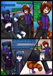 anthro dialogue female group machine male text trio young dream_mirage axel_biersack ailurid android domestic_cat felid feline felis mammal mephitid red_panda robot skunk comic hi_res