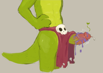 anthro balls bodily_fluids bone bone_mask bottomwear clothing erection genital_fluids genitals green_body grey_background humanoid_genitalia humanoid_penis loincloth male mask muscular muscular_anthro muscular_male non-mammal_balls pecs penis simple_background skull solo tail notsafeforwanking terraria witch_doctor_(terraria) lihzahrd lizard reptile scalie digital_media_(artwork)