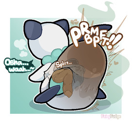 ambiguous_gender border breath clothed clothing diaper excessive_feces feces feces_blowout gradient_background heart_symbol pooping rear_view scatplay simple_background soiled_diaper soiling soiling_diaper solo sound_effects stink_fumes text unclean_diaper used_diaper using_diaper vowelless vowelless_sound_effect wearing_diaper white_border fairyfudge nintendo pokemon generation_5_pokemon oshawott pokemon_(species) artist_name digital_media_(artwork)