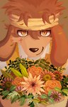 accessory anthro bouquet brown_body brown_fur facial_scar floppy_ears flower fur headband looking_at_viewer male offering_flower plant scar smile solo young kira_mingshao cyberconnect2 fuga:_melodies_of_steel little_tail_bronx jin_macchiato basset_hound canid canine caninu canis domestic_dog hunting_dog mammal scent_hound 2024 digital_media_(artwork) hi_res pixel_(artwork)