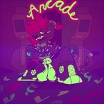 ambiguous_gender anthro arcade arcade_machine clothing colorful_background crop_top hair male neon_sign ponytail round_ears shirt sign simple_background sneaker_boots solo tail topwear gem_andromeda fuchsia_(gem_andromeda) felid jaguar mammal pantherine 1:1 colorful_theme hi_res