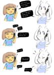 anthro cellphone corny dialogue duo electronics flip_phone fur humor joke phone simple_background text white_background white_body white_fur artcelerate undertale undertale_(series) toriel boss_monster_(undertale) bovid caprine human mammal digital_media_(artwork) english_text