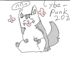 ambiguous_gender blep chibi feral fluffy fluffy_tail multicolored_ears simple_background sitting solo speech_bubble tail text tongue tongue_out yakiniku628 nintendo pokemon generation_3_pokemon mightyena pokemon_(species) colored hi_res