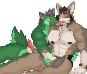 abs animal_genitalia animal_penis anthro blush brown_body brown_fur canine_genitalia canine_penis clock duo fur genitals green_body green_fur handjob humanoid_genitalia humanoid_penis kissing male male/male muscular muscular_male nipples pecs penile penis pubes scar sex simple_background tongue tongue_out watch white_background frankescobarx echo_(series) echo_project the_smoke_room william_adler canid canine canis coyote domestic_dog german_shepherd herding_dog mammal pastoral_dog