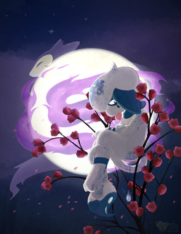 anthro blue_body blue_fur female fire flower fur jewelry light moon moonlight night paint plant rose_(flower) sad solo tan_body thinking ebbandfloatzel nintendo pokemon rydia_(ebbandfloatzel) generation_2_pokemon generation_8_pokemon hisuian_form hisuian_typhlosion pokemon_(species) regional_form_(pokemon) smeargle absurd_res hi_res