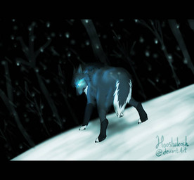 ambiguous_gender blue_eyes feral feralized forest fur glowing glowing_eyes grey_body grey_fur plant snow snowing solo tree ouivon attack_on_titan levi_ackerman canid canine canis mammal wolf 2013