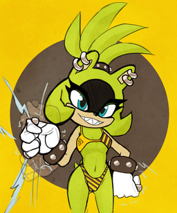 anthro bikini bracelet clothing ear_piercing electricity female gesture jewelry piercing ring sharp_teeth smile solo studded_bracelet studded_jewelry studs suggestive suggestive_gesture swimwear teeth two-piece_swimsuit warning viofsa idw_publishing sega sonic_the_hedgehog_(comics) sonic_the_hedgehog_(idw) sonic_the_hedgehog_(series) surge_the_tenrec afrosoricid mammal tenrec hi_res