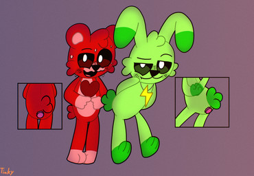 anal anthro ass_up bedroom_eyes blush blush_lines bodily_fluids butt buttplug duo ears_up female female/female fingers_together fur green_body green_fur hands_behind_back jewelry narrowed_eyes necklace paws plug_(sex_toy) pupils red_body red_fur seductive sex_toy sweat sweatdrop tail white_pupils tinky mob_entertainment poppy_playtime smiling_critters bobby_bearhug hoppy_hopscotch bear lagomorph leporid mammal rabbit hi_res