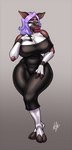 big_breasts breasts clothing curvy_figure dress female hourglass_figure huge_breasts lips shy solo thick_lips tight_clothing meshpet ayame_(character) giraffid mammal okapi