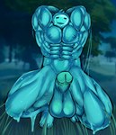 2021 abs balls big_balls big_muscles big_penis black_eyes blue_balls blue_body blue_glans blue_nipples blue_penis blue_theme blush bodily_fluids epic_games erection flexing fortnite genitals glans glistening glistening_body goo_creature goo_humanoid hands_behind_head hi_res huge_balls huge_muscles humanoid humanoid_genitalia humanoid_penis looking_at_viewer male muscular muscular_humanoid muscular_male navel nipples not_furry nude open_mouth pecs penis rippley_(fortnite) solo spread_legs spreading sweat yoruunsfw