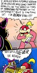 anthro boomerang bow_ribbon bracelet dialogue duo female grabbing_shoulders hair humor jewelry ponytail speech_bubble text ronnieraccoon mario_bros nintendo koopaling pom_pom_(mario) wendy_o._koopa boom_boom koopa scalie comic english_text hi_res