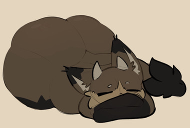 all_fours anthro belly big_belly big_butt black_eyes blue_scarf brown_body brown_fur butt cheek_tuft ear_tuft eyes_closed facial_tuft fur horn huge_butt huge_thighs long_tail lying male male_anthro mostly_nude mostly_nude_anthro nude_male on_front pupils scarf scarf_only short_horn small_horn solo tail tail_tuft thick_thighs tuft yellow_pupils soarfloh syloh_(soarfloh) hi_res