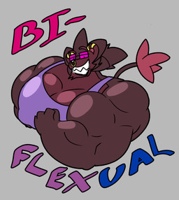 anthro anthrofied biceps big_muscles bisexual_pride_colors felix_(cocopuffbear) flexing flexing_bicep huge_muscles hyper hyper_muscles lgbt_pride male muscular muscular_anthro muscular_arms muscular_male pride_colors smile smiling_at_viewer solo cocopuffbear nintendo pokemon generation_4_pokemon luxray pokemon_(species) absurd_res hi_res