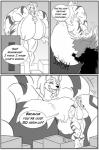 anthro arcanine big_breasts big_muscles bra breasts canid canine clock-face clothed clothing comic duo english_text female generation_1_pokemon growth hi_res huge_breasts huge_muscles hyper hyper_breasts hyper_muscles macro mammal monochrome muscle_growth muscular nintendo pokemon pokemon_(species) standing text underwear