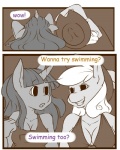 2013 4:5 after_sex anthro anthrofied applejack_(mlp) breast_fondling breast_play breasts cleavage clothed clothing comic cowboy_hat dialogue duo earth_pony english_text equid equine exclamation_point eyes_closed female fondling freckles friendship_is_magic fur hair hand_on_breast hasbro hat headgear headwear hi_res horn horse lying magic mammal monochrome my_little_pony mythological_creature mythological_equine mythology open_mouth pony question_mark smile swimwear text tiki_san tongue twilight_sparkle_(mlp) unicorn