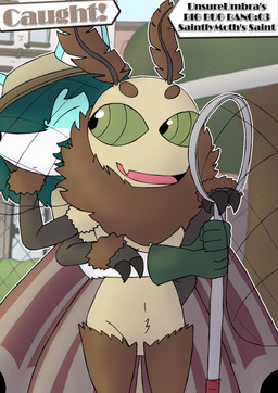 3_fingers 4_arms 4_fingers antennae_(anatomy) anthro arm_tuft arms_around_partner blue_body blue_fur bottomwear brown_antennae brown_body bug_net building caressing_face circle_eyebrows clothing duo elbow_tuft eyebrows eyes_always_closed eyes_closed feather_antennae fence fingers fluffy fur gloves green_clothing green_eyes green_gloves green_hair green_handwear grey_arms hair hand_on_arm handwear hat headgear headwear male multi_arm multi_limb multicolored_body multicolored_fur open_mouth plant shorts snout tan_bottomwear tan_clothing tan_hat tan_headwear tan_shirt tan_shorts tan_topwear text topwear tree tuft two_tone_body two_tone_fur white_body white_fur wings yellow_body unsureumbra avon_(unsureumbra) saint_(saintlymoth) arthropod canid canine fox insect lepidopteran mammal moth credits hi_res