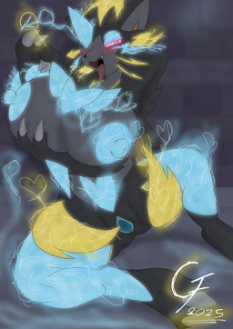 anthro anthrofied areola aroused big_breasts black_body blue_areola blue_body blue_nipples blue_vulva breasts electricity fellatio_gesture female genitals gesture hand_on_breast heart_eyes heart_symbol huge_breasts nipples pokemorph seducing_viewer solo spread_legs spread_vulva spreading suggestive suggestive_gesture vulva overlord_gabriel nintendo pokemon pokemon_legends_z-a felid feline generation_9_pokemon legendary_pokemon mammal mega_evolution mega_zeraora pokemon_(species) digital_drawing_(artwork) digital_media_(artwork) hi_res