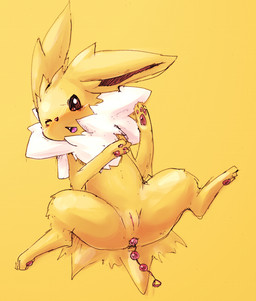 2012 anal anal_beads anal_beads_in_ass anal_penetration anus black_nose blush brown_eyes eeveelution female feral fur generation_1_pokemon genitals hindpaw jolteon kimubota nintendo object_in_ass one_eye_closed open_mouth pawpads paws penetration pokemon pokemon_(species) pussy sex_toy sex_toy_in_ass sex_toy_insertion simple_background solo spread_legs spreading white_body white_fur yellow_background yellow_body yellow_fur yellow_theme