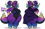 anthro big_breasts black_body black_countershading breasts clothed clothing countershading curvy_figure dress female hands_on_hips multicolored_body nude overweight overweight_female pigtails purple_body solo tail thick_thighs wide_hips aweeeson nintendo pokemon stella_(aweeeson) cosmog generation_6_pokemon generation_7_pokemon goodra hybrid legendary_pokemon pokemon_(species) hi_res model_sheet