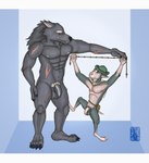 abs anthro balls cape claws clothing duo fangs flaccid foreskin fur genitals grey_body grey_fur hat headgear headwear humanoid_genitalia humanoid_penis long_foreskin looking_at_another male male/male mane measurements muscular navel nipples nude pecs penis pubes rope scar simple_background size_difference standing tail teeth unretracted_foreskin garo_(artist) elden_ring fromsoftware blaidd_(elden_ring) boc_the_seamster canid canine canis mammal wolf 2025 absurd_res colored digital_media_(artwork) hi_res letterbox shaded