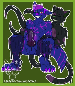 anal anal_penetration balls corruption genitals goo_drip knot male messy penetration penis slime tentacles text kingdraws canid canine domestic_cat felid feline felis fox goo_creature mammal url