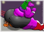 anthro big_butt boots butt butt_crush clothed clothing crush duo female fighting_ring footwear huge_butt larger_female male obese obese_anthro obese_female overweight overweight_anthro overweight_female shoes sitting_on_another size_difference smaller_male thick_thighs wrestling kazecat bertha_(kazecat) kazecat_(character) common_hippopotamus domestic_cat felid feline felis hippopotamid mammal 2006