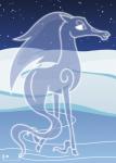 2019 absurd_res ambiguous_gender blue_and_white butt cool_colors equid equine feral friendship_is_magic ghost glowing glowing_body glowing_eyes hasbro hi_res horse ice ice_skating looking_at_viewer looking_back mammal monochrome my_little_pony outside parclytaxel patreon patreon_logo signature sky smile snow solo spindle_(mlp) spirit star starry_sky text translucent translucent_body url windigo_(mlp)